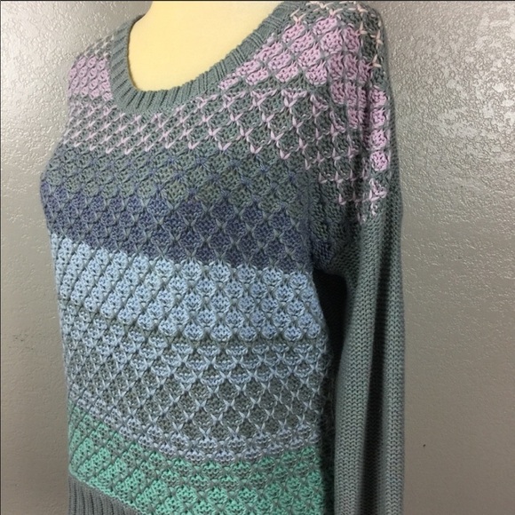 American Eagle Women’s Pastel Stripe Spring Cable Knit Lightweight XS Sweater - Picture 2 of 9